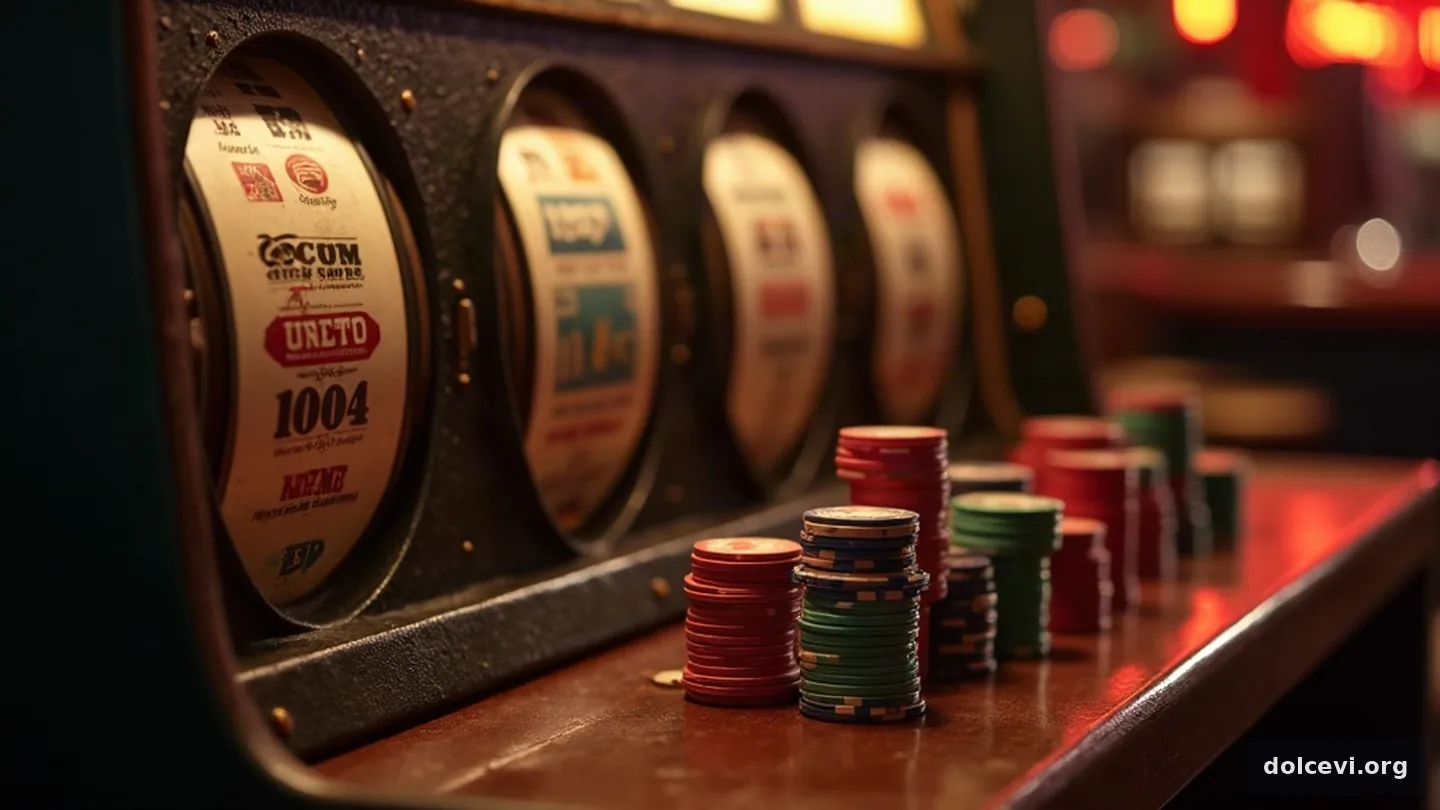 Slot machine e chip da gioco che rappresentano casino, slots, bonus, jackpot